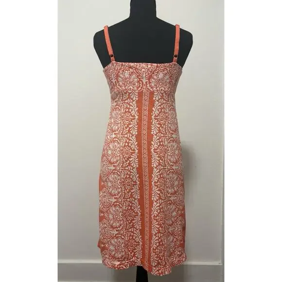 Tommy Bahama Orange White Floral Sundress XS Cotton Spaghetti Strap Resort Dress - Picture 4 of 8